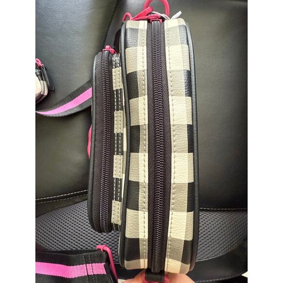Betsey Johnson Black White Pink Gingham Crossbody 90s Y2K Bag Purse - Picture 5 of 10